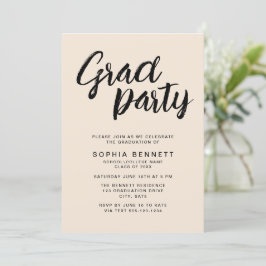 Invitación Moderno Neutral Minimal Brush Script Grad Fiesta