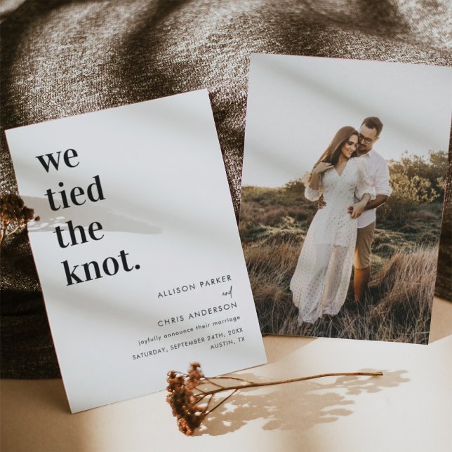 Invitación Moderno, Nos Amarramos Al Boda De Elopement Knot (Subido por el creador)