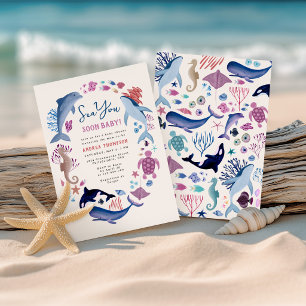 Invitación Moderno Nos vemos pronto bajo el mar baby shower
