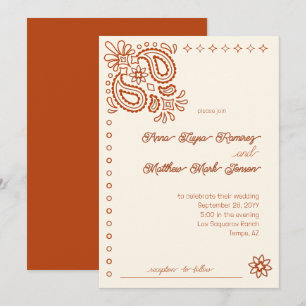 Invitación Moderno Occidental, simple roya y Boda de marfil