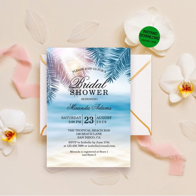 Invitación Moderno Océano Tropical Verano Playa Ducha de Novi (Subido por el creador)