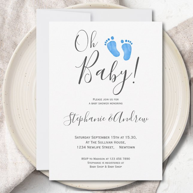 Invitación Moderno Oh Baby Boy Parejas Baby Shower (Subido por el creador)