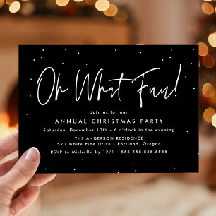 Invitación Moderno Oh Qué Divertido Guión Negro Fiesta de Fes