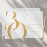 Invitación Moderno Oro Minimalista Blanco 30 cumpleaños<br><div class="desc">Moderna invitación minimalista de 30 años con un diseño sencillo con tipografía de moda y escritura elegante.</div>