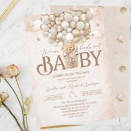 Invitación Moderno oso de peluche acuarela ducha de bebéInvit