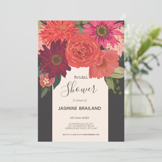 Invitación Moderno otoño floral Bouquet Bridal Shower (Anverso de pie)