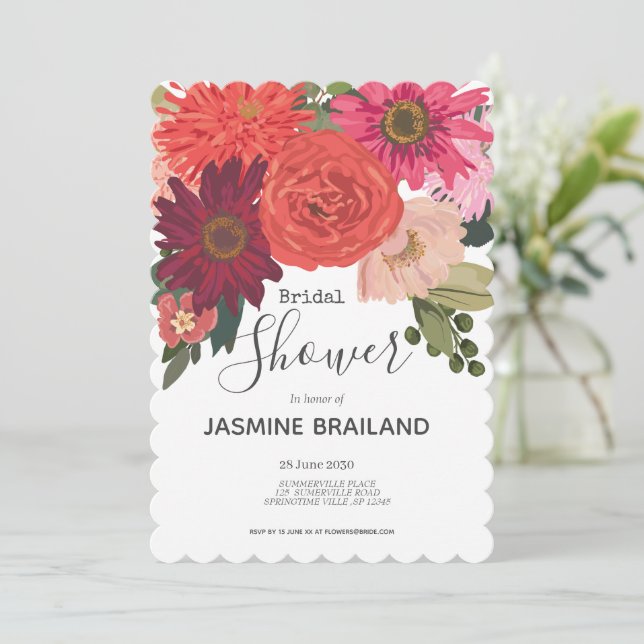 Invitación Moderno otoño floral Bouquet Bridal Shower (Anverso de pie)