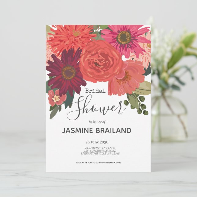 Invitación Moderno otoño floral Bouquet Bridal Shower (Anverso de pie)