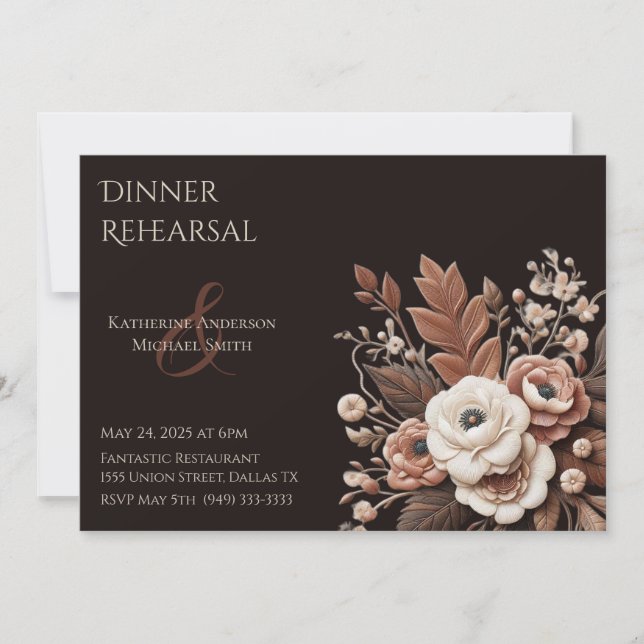 Invitación Moderno País Elegante Occidental- Floral (Anverso)