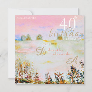 Invitación Moderno paisaje de prados florales cumpleaños