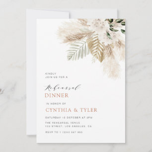 Invitación moderno pampas verde boho ensayo floral