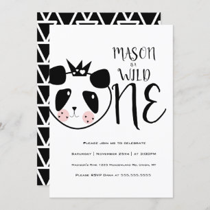 Invitación Moderno Panda Cute Panda Negrita Safari Salvaje Un