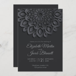 Invitación Moderno papel negro corte Mandala Boda