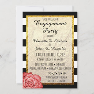 Invitación Moderno Partido de Compromiso de Relieves metaliza