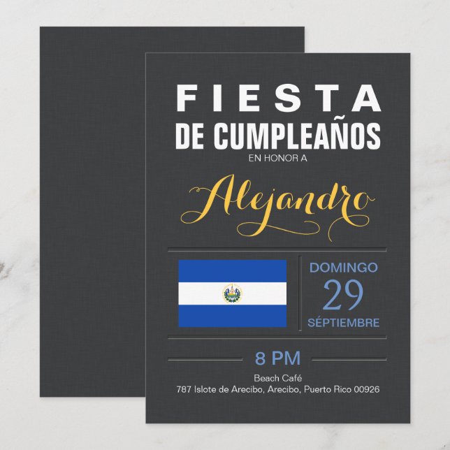 Invitación Moderno: Partido de El Salvador (Anverso / Reverso)