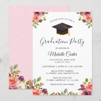 Invitación Moderno Partido de Graduación de Chicas Botánicos 