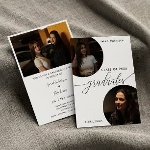 Invitación Moderno Partido de Graduación de Dos Personas - Cl