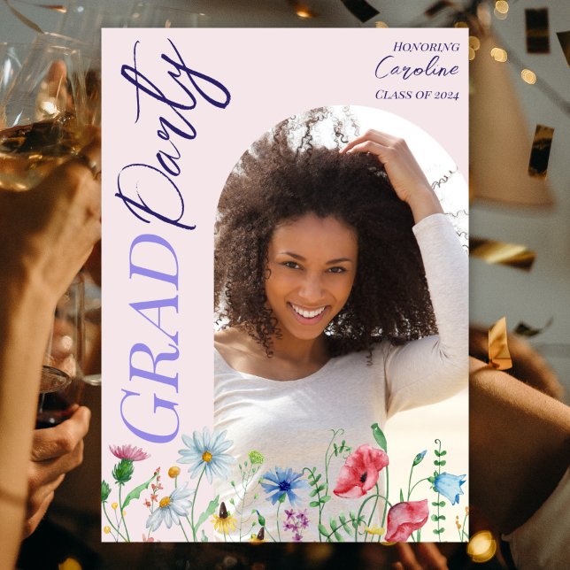 Invitación Moderno Partido de Graduación de Flor Silvestre 20 (Subido por el creador)