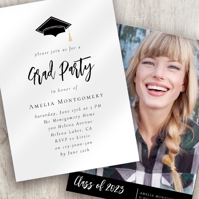 Invitación Moderno Partido de Graduación de Foto Mínima (Subido por el creador)