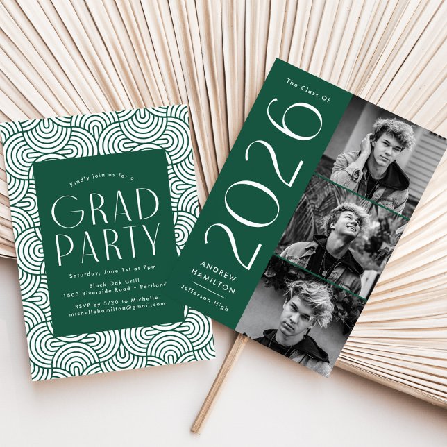 Invitación Moderno Partido de Graduación de Fotografía Green  (Subido por el creador)