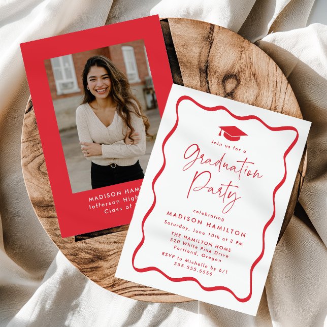 Invitación Moderno Partido de Graduación de Fotografías con M (Subido por el creador)