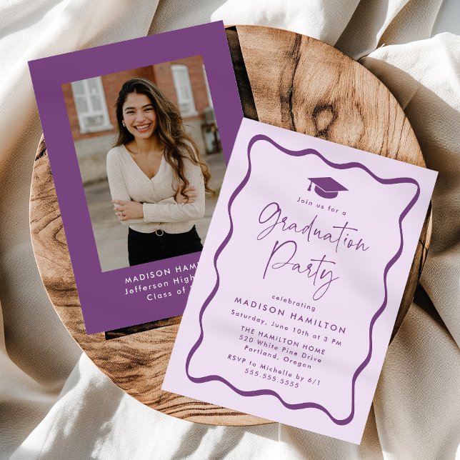 Invitación Moderno Partido de Graduación de Fotografías con O (Subido por el creador)