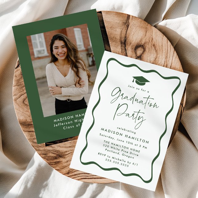 Invitación Moderno Partido de Graduación de Fotografías de Ma (Subido por el creador)