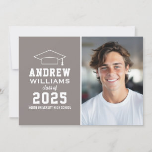 Invitación Moderno Partido de Graduación de Fotografías Gris