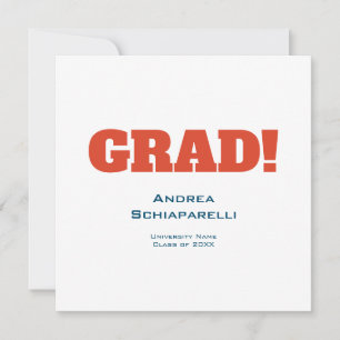 Invitación Moderno Partido de Graduación Simple, Plaza Roja y
