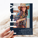 Invitación Moderno partido de los 50 años de la Fama 50<br><div class="desc">¡Marca el gran Five-O con estilo! Nuestra moderna invitación de 50 años está diseñada para estar a la moda como tú. Con un elegante fondo azul marino que se puede cambiar fácilmente a cualquier color deseado y un atrevido texto blanco 'CINCUENTA', es la manera perfecta de establecer el tono para...</div>