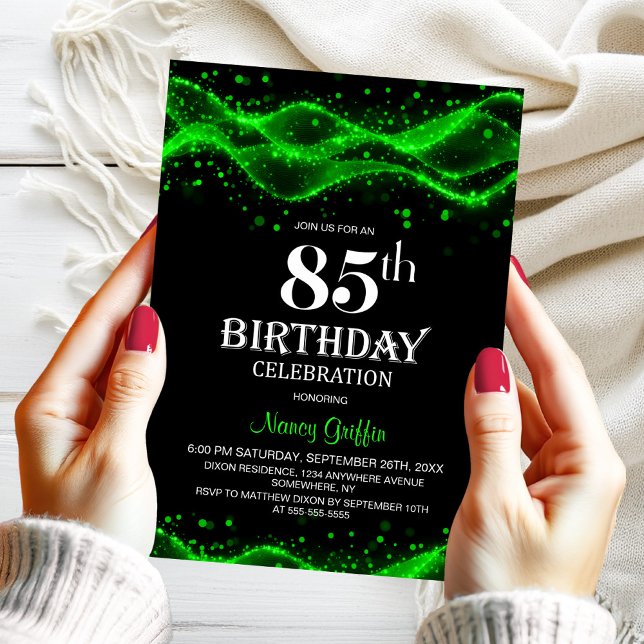 Invitación Moderno partido negro y verde 85º cumpleaños (Subido por el creador)