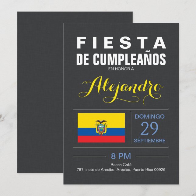 Invitación Moderno: Partido República de Ecuador (Anverso / Reverso)