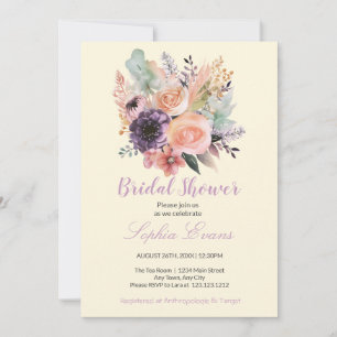 Invitación Moderno Pastel Floral Bouquet Amarillo Ducha Nupci