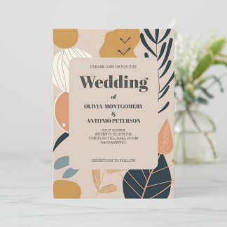 Invitación Moderno Patrón de Boda Boho Estético Elegante