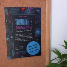 Moderno patrón floral Minimalista azul y morado