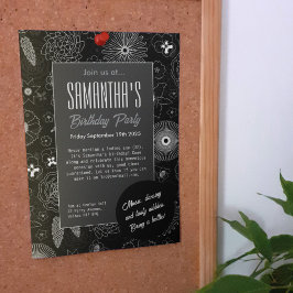 Invitación Moderno patrón floral Minimalista azul y morado