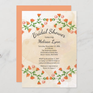 Invitación Moderno Peach Floral Fall Bridal Shower