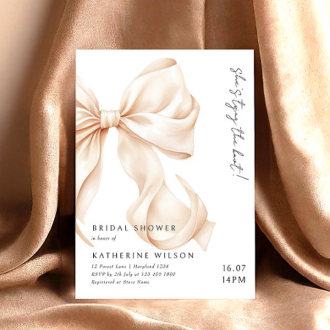Invitación Moderno Peach Tan Bow Bridal Shower (Subido por el creador)