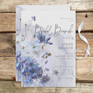 Invitación Moderno Periwinkle Blue Wildflowers Brunch de novi