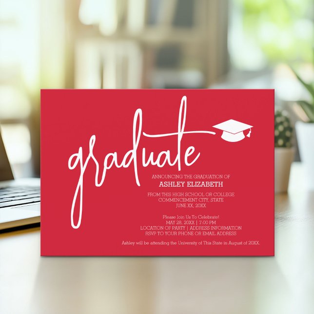 Invitación Moderno Personalizado de Graduado Patrón de moda M (Modern Graduation Announcement and Party Invitation)