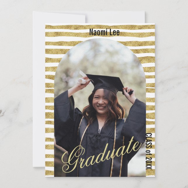 Invitación Moderno Personalizado del Arco Dorado detalla fies (Anverso)