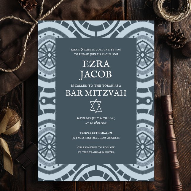 Invitación Moderno Personalizado del Patrón Boho B'nai Bat Ba (Modern Boho Pattern Custom B'nai Bat Bar Mitzvah Invitation
)