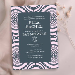 Invitación Moderno Personalizado del Patrón Boho B'nai Bat Ba