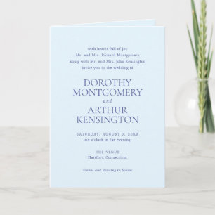 Invitación Moderno Polvo Azul Código QR Boda Elegante