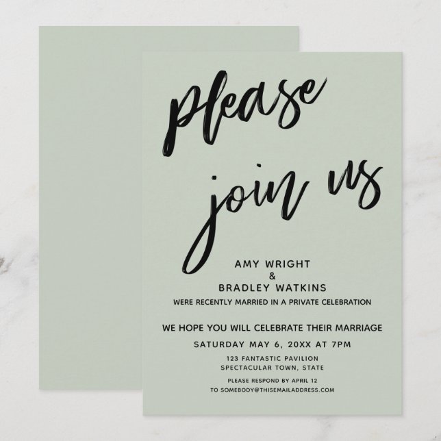 Invitación Moderno Por Favor, Únete A Nosotros Después Del Sa (Anverso / Reverso)
