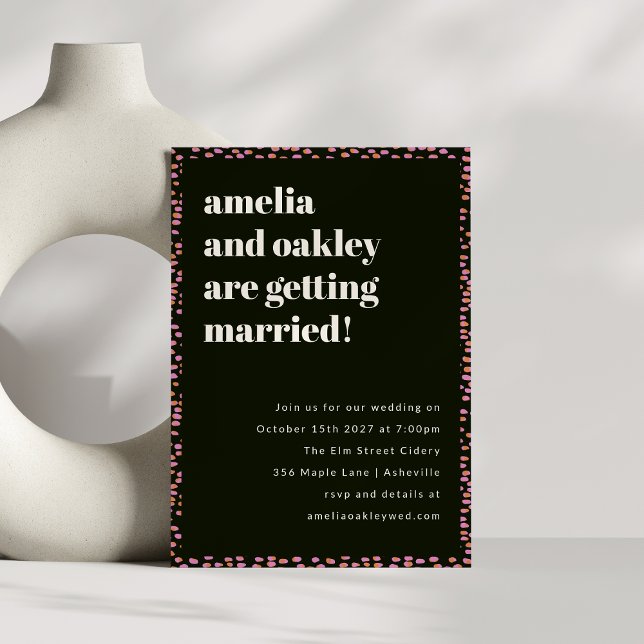 Invitación Moderno Punto Rosa y Negro Elegante Boda Único (Subido por el creador)