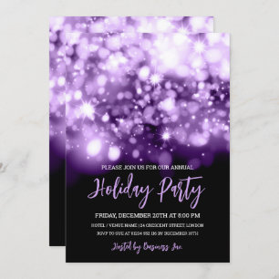 Invitación Moderno Purple Lights Corporate Holiday Party