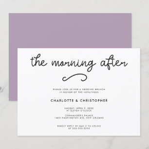 Invitación Moderno Púrpura La Mañana Después de la Boda