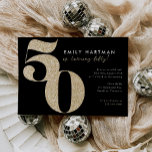 Invitación Moderno Purpurina de Oro Negro Fiesta de cumpleaño<br><div class="desc">El moderno Purpurina de Oro Negro 50th Birthday Party Invitation cuenta con un gran y moderno 50 en falso purpurina de oro.</div>