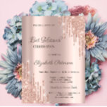 Invitación Moderno Purpurina Drin Rosa Gold Bar Mitzvah<br><div class="desc">Una invitación moderna,  de moda y glamurosa,  con goteos purpurinas sobre un subió fondo dorado.</div>